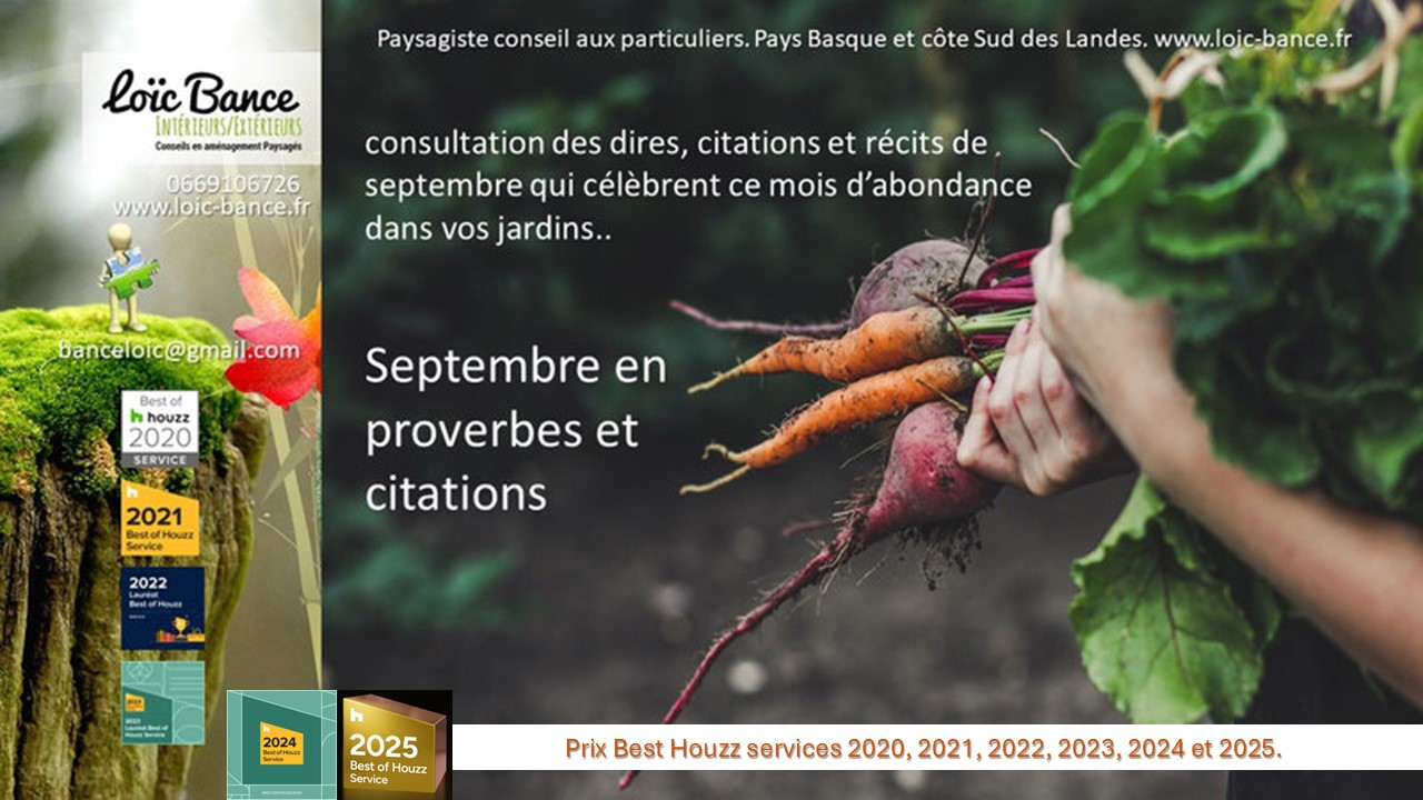 Proverbes, citations et dires des anciens en septembre au jardin par Paysagiste Pays Basque et Paysagiste Landes.